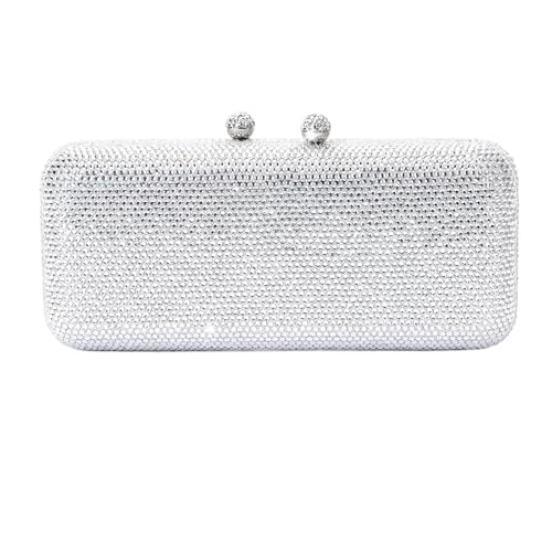 GMGQJST Clutch Design Damen Hochzeit Party Abendessen Kristall Gold Silber Diamant Abend Clutch(Silver) von GMGQJST