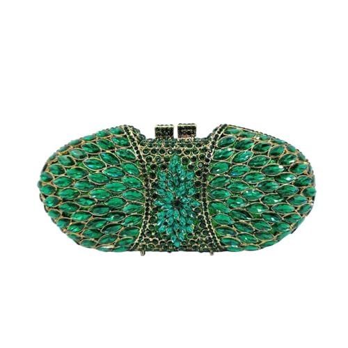 GMGQJST Clutch Frau Lila Champagner Kupplung Geldbörse Kristall Hochzeit Party Abendessen Abend Tasche Hohl Diamant Handtasche(Green) von GMGQJST
