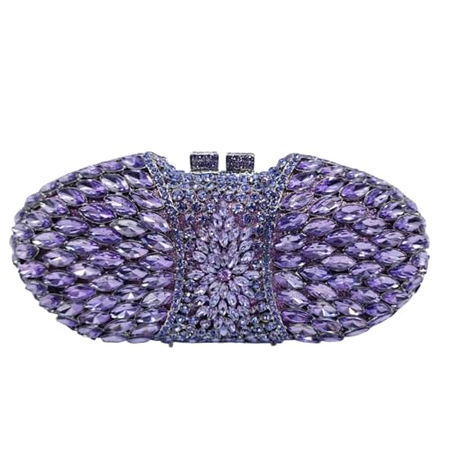 GMGQJST Clutch Frau Lila Champagner Kupplung Geldbörse Kristall Hochzeit Party Abendessen Abend Tasche Hohl Diamant Handtasche(PURPLE) von GMGQJST
