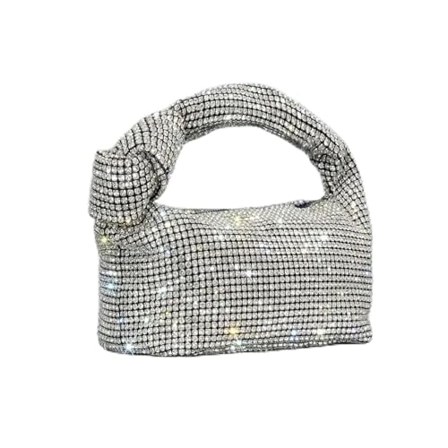 GMGQJST Clutch Henkel Strass Knoten Abendtaschen Silber Kristall Top Henkel Tasche for Damen Geldbörsen Und Handtaschen Designer Handtasche Tote(COLOR01) von GMGQJST