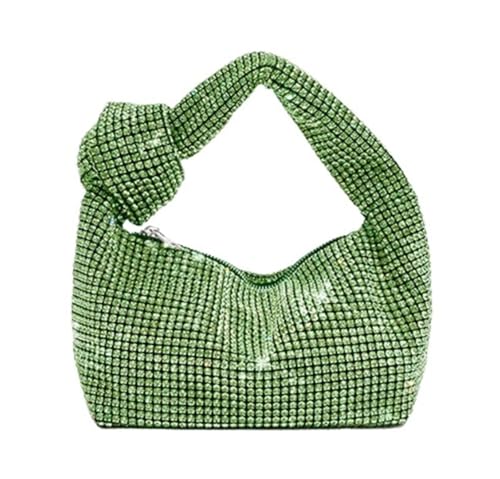 GMGQJST Clutch Henkel Strass Knoten Abendtaschen Silber Kristall Top Henkel Tasche for Damen Geldbörsen Und Handtaschen Designer Handtasche Tote(Green) von GMGQJST