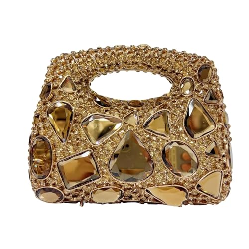 GMGQJST Clutch Lady Crystal Clutch Handtasche Abendtaschen for Party oder Hochzeit Diamant Schultertasche Cocktail Strass Handtasche(Golden) von GMGQJST