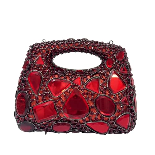 GMGQJST Clutch Lady Crystal Clutch Handtasche Abendtaschen for Party oder Hochzeit Diamant Schultertasche Cocktail Strass Handtasche(Red) von GMGQJST