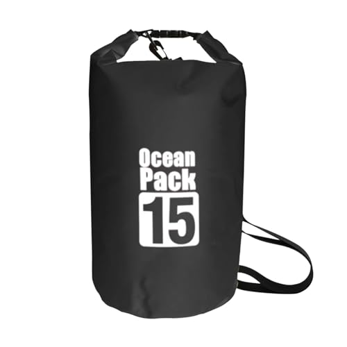 GMGQJST Dry Bag Rucksack 2L/3L/5L/10L Wasserdichter Dry Bag Packsack Schwimmen Rafting Kajakfahren Fluss Trekking Schwimmen Segeln Kanu Bootfahren Wassersack(Black 15L) von GMGQJST