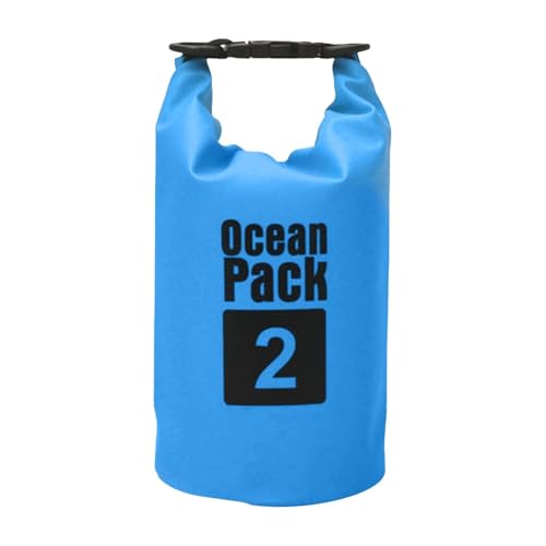 GMGQJST Dry Bag Rucksack 2L/3L/5L/10L Wasserdichter Dry Bag Packsack Schwimmen Rafting Kajakfahren Fluss Trekking Schwimmen Segeln Kanu Bootfahren Wassersack(Sky Blue 2L) von GMGQJST