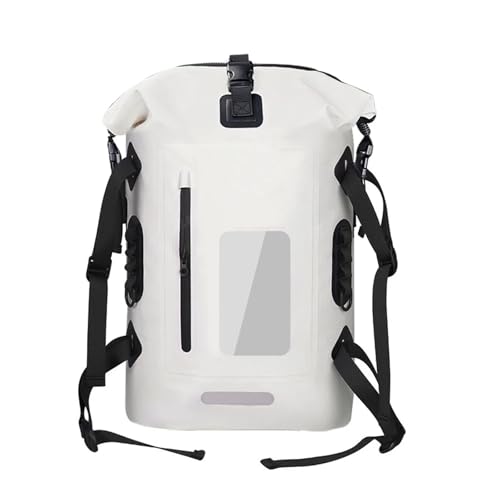 GMGQJST Dry Bag Rucksack Wasserdichter Trockensack aus PVC, 30 l großer wasserdichter Wanderrucksack mit großer Kapazität, wasserdichte Tasche for Tauchen, Schwimmen und Nass-Trocken-Trennung(White) von GMGQJST