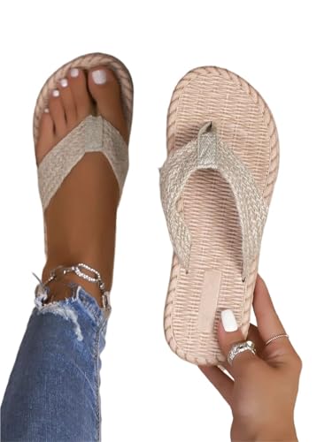 GMGQJST Hausschuhe Damen Stroh Leichte Flip-Flops aus geflochtenem Stroh for Damen(38) von GMGQJST