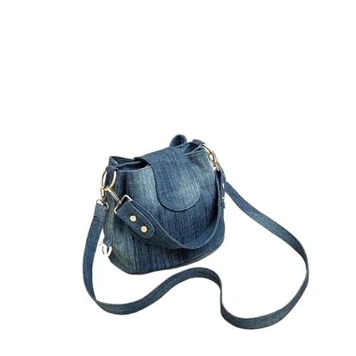 GMGQJST Jeans Tasche Damen Casual Denim Frauen Eimer Schulter Tasche Damen Handtasche Weibliche Totes Blau Reise Umhängetasche(Dark-Blue) von GMGQJST