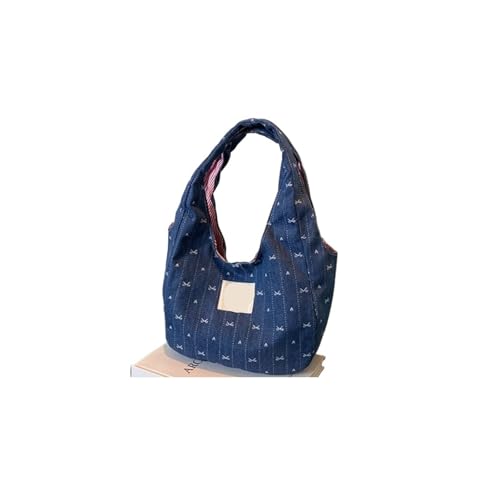 GMGQJST Jeans Tasche Damen Denim Bucket Bag Süße Bowknot Denim Bow Handtasche Pendeln Freizeit Süße Handgelenktasche(Blue) von GMGQJST