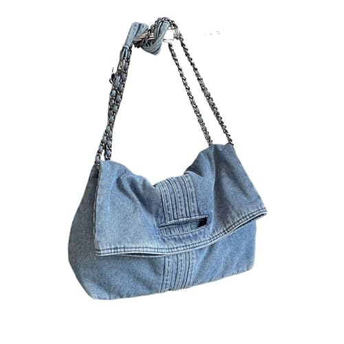 GMGQJST Jeans Tasche Damen Denim Damen Tasche Slant Span Schultertasche Einkaufstasche Original Retro Lazy Damen Große Kapazität(Blue) von GMGQJST