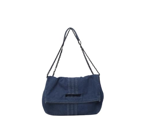 GMGQJST Jeans Tasche Damen Denim Damen Tasche Slant Span Schultertasche Einkaufstasche Original Retro Lazy Damen Große Kapazität(DEEP BLUE) von GMGQJST