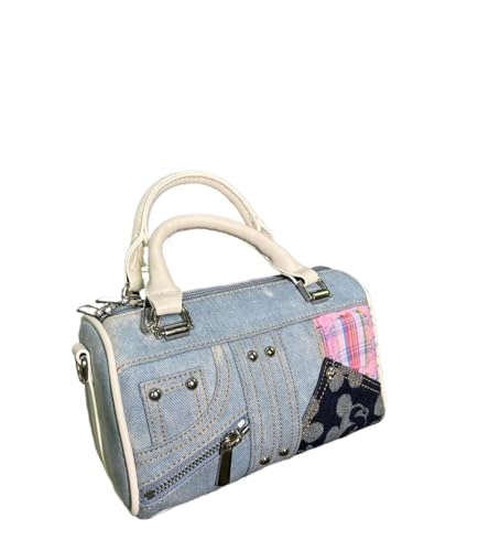 GMGQJST Jeans Tasche Damen Retro Denim Messenger Bag Geldbörse Frauen Vintage Patchwork Griff Damen Crossbody Handtaschen von GMGQJST