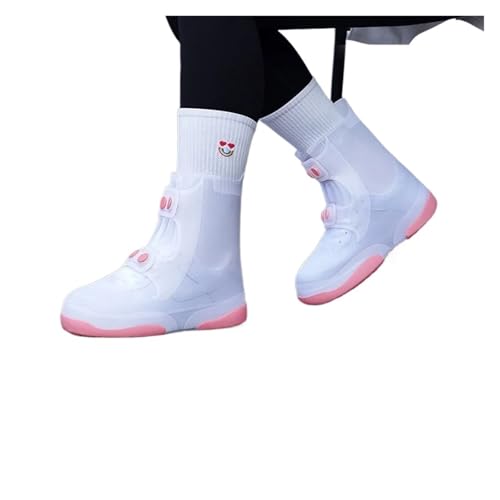 GMGQJST SchuhüBerzieher Wasserdicht Zweifarbige Schuhüberzüge, wasserdichte Überschuhe, waschbare, rutschfeste Schuhüberzüge mit Knopf, weiße, langlebige Schuhüberzüge(Pink,2XL for shoes 42-43) von GMGQJST
