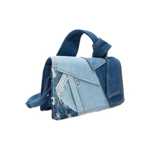 Jeans Tasche Damen Denim Tasche Patchwork Haspe All-Match Casual Schultertasche Handtasche Pures und Taschen Umhängetaschen(Blue) von GMGQJST