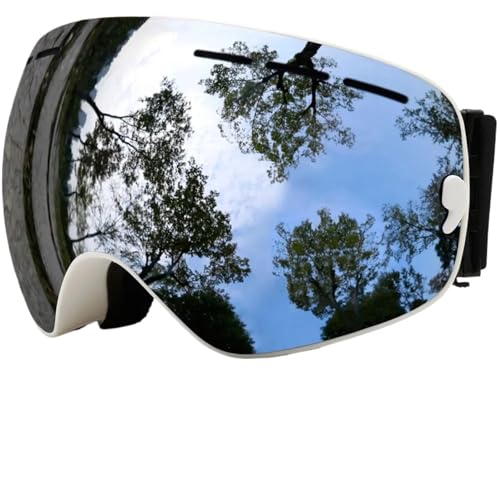 Motocross Brille Ski Goggles,Winter Snow Sports Goggles with Anti-fog UV Protection for Men Women Youth Interchangeable Lens - Premium Goggles(C13 WhiteMirrorSilve) von GMGQJST