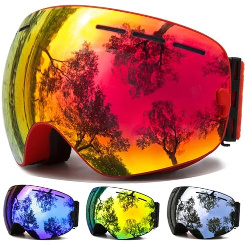 Motocross Brille Ski Goggles,Winter Snow Sports Goggles with Anti-fog UV Protection for Men Women Youth Interchangeable Lens - Premium Goggles(C16 Copper) von GMGQJST