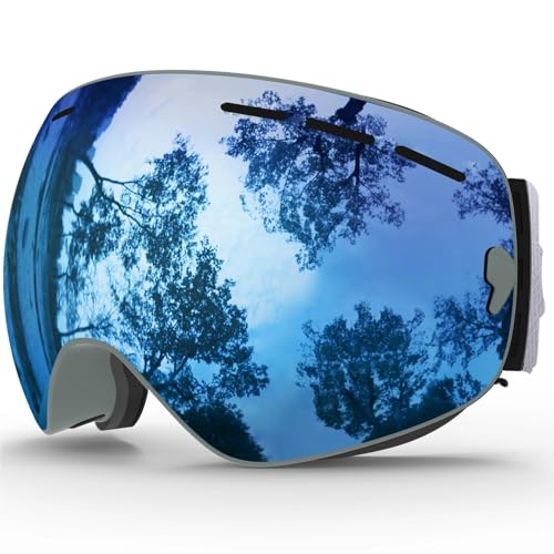 Motocross Brille Ski Goggles,Winter Snow Sports Goggles with Anti-fog UV Protection for Men Women Youth Interchangeable Lens - Premium Goggles(C24 Blue) von GMGQJST