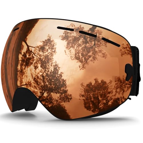 Motocross Brille Ski Goggles,Winter Snow Sports Goggles with Anti-fog UV Protection for Men Women Youth Interchangeable Lens - Premium Goggles(C25 Blue Orange) von GMGQJST