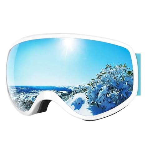 Motocross Brille Ski Goggles Kids Anti-Fog UV Protection for 3-10 Years Old Boys/Girls Skiing Snowboarding Compatible with Helmet(Gray Revo blue) von GMGQJST