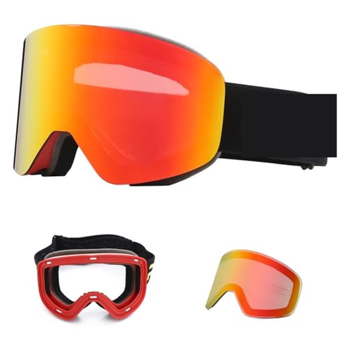 Motocross Brille Ski Goggles Magnetic Double Layer Lens Magnet Skiing Anti-fog Snowboard Men Ski Glasses Eyewear Oculos Snowboard(Frame and lens 3) von GMGQJST