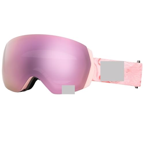 Motocross Brille Ski Goggles Men Women Anti-fog Ski Eyewear Snow Glasses Adult Snowboard Goggle with Night Yellow Lens and Case Set(Champagne pink only) von GMGQJST