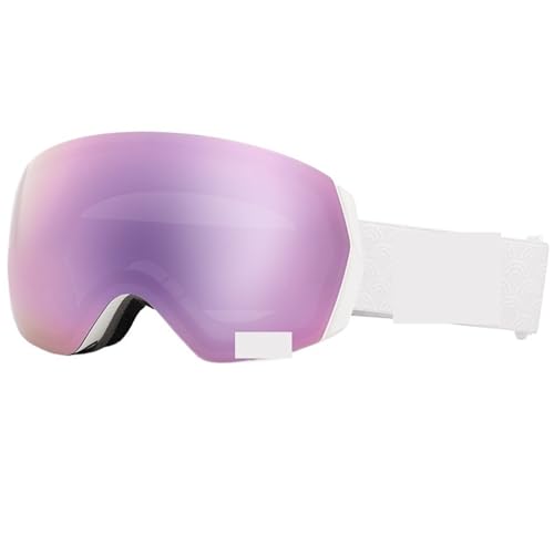 Motocross Brille Ski Goggles Men Women Anti-fog Ski Eyewear Snow Glasses Adult Snowboard Goggle with Night Yellow Lens and Case Set(Purple goggle only) von GMGQJST
