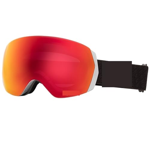 Motocross Brille Ski Goggles Men Women Anti-fog Ski Eyewear Snow Glasses Adult Snowboard Goggle with Night Yellow Lens and Case Set(Red goggle only) von GMGQJST