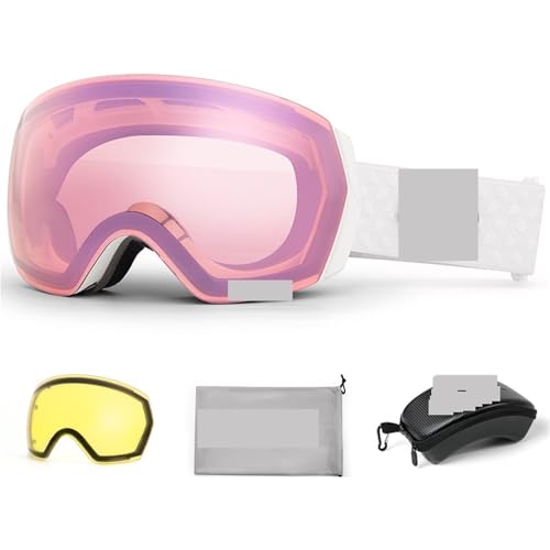 Motocross Brille Ski Goggles Men Women Anti-fog Ski Eyewear Snow Glasses Adult Snowboard Goggle with Night Yellow Lens and Case Set(Sakula set) von GMGQJST