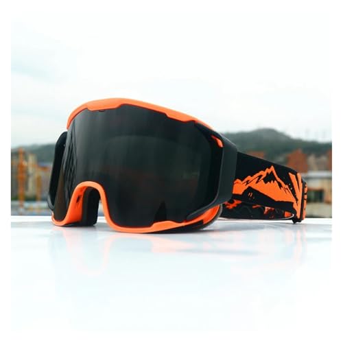 Motocross Brille Ski Goggles Men Women Double Layer Anti-Fog Big Ski Glasses Winter Outdoor Windproof Protection Ski Goggles Snowboard(Grey) von GMGQJST