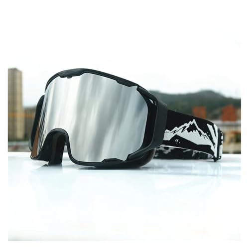 Motocross Brille Ski Goggles Men Women Double Layer Anti-Fog Big Ski Glasses Winter Outdoor Windproof Protection Ski Goggles Snowboard(Silver Black) von GMGQJST