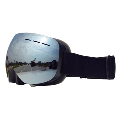 Motocross Brille Ski Goggles Men Women Double Layers Anti-Fog Big Ski Mask Glasses Protection Skiing Winter Snow Snowboard Goggles(Black Silver) von GMGQJST