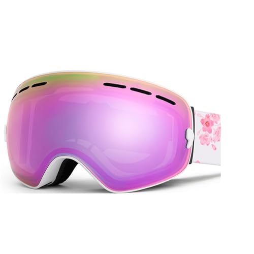 Motocross Brille Ski Goggles Men Women Snowboard Goggles Glasses For Skiing UV400 Protection Skiing Snow Glasses Anti-Fog Ski Mask(PURPLE) von GMGQJST