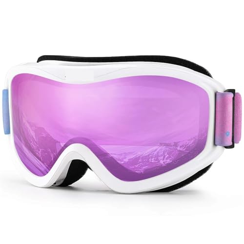 Motocross Brille Ski Goggles for Men Women,Winter Snow Sports with Anti-fog Double Lens Mask Glasses Snowboard Snowmobile(C27 PINK) von GMGQJST
