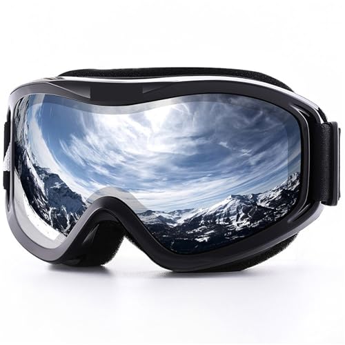 Motocross Brille Ski Goggles for Men Women,Winter Snow Sports with Anti-fog Double Lens Mask Glasses Snowboard Snowmobile(C6 SILVER) von GMGQJST