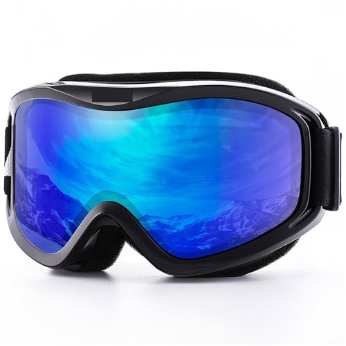 Motocross Brille Ski Goggles for Men Women,Winter Snow Sports with Anti-fog Double Lens Mask Glasses Snowboard Snowmobile(C8 REVO BLUE BLACK) von GMGQJST