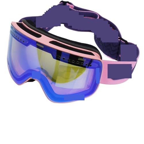 Motocross Brille Ski Goggles with Magnetic Double Layer Polarized Lens Skiing Anti-fog Snowboard Goggles Men Women Ski Glasses Eyewear case(Pink Blue) von GMGQJST