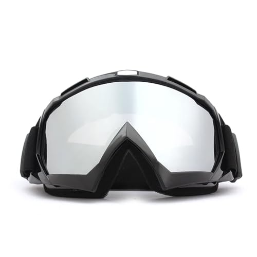Motocross Brille Skiing Goggles Anti-Fog Skiing Eyewear Winter Snowboard Cycling Motorcycle Windproof Sunglasses Men Women Outdoor Sports Goggles(Black-Silver) von GMGQJST