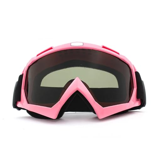 Motocross Brille Skiing Goggles Anti-Fog Skiing Eyewear Winter Snowboard Cycling Motorcycle Windproof Sunglasses Men Women Outdoor Sports Goggles(Pink-Grey) von GMGQJST