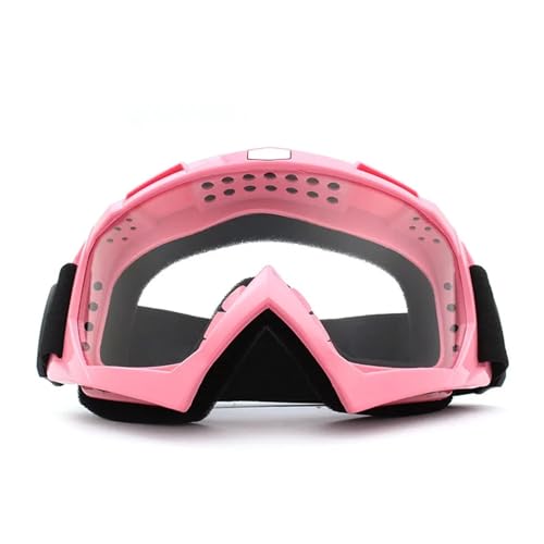 Motocross Brille Skiing Goggles Anti-Fog Skiing Eyewear Winter Snowboard Cycling Motorcycle Windproof Sunglasses Men Women Outdoor Sports Goggles(Pink-Transparent) von GMGQJST