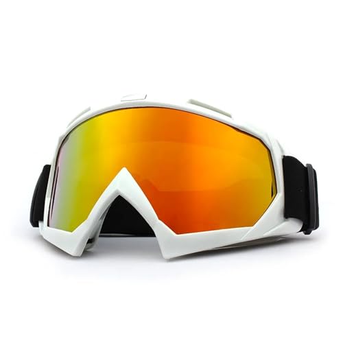 Motocross Brille Skiing Goggles Anti-Fog Skiing Eyewear Winter Snowboard Cycling Motorcycle Windproof Sunglasses Men Women Outdoor Sports Goggles(White-Orange) von GMGQJST