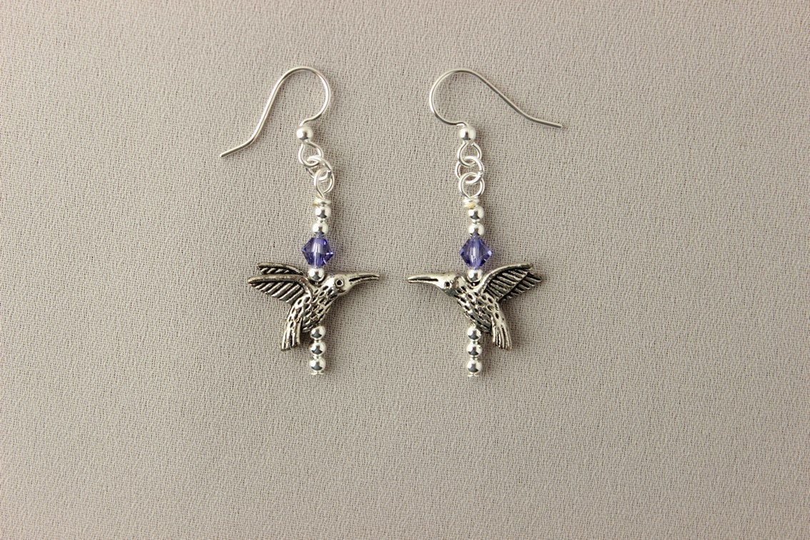 Ohrringe Mit Silbernen Kolibris Und Swarovski Kristallen - Wählen Sie Ihre Farbe Ohrringe Mit Silbernen Kolibris Und Swarovski Kristallen - Wählen Sie Ihre Farbe von GMHdesign