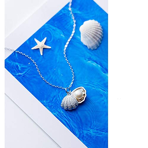 GMJGCIRVC 100% Sterling Silver Silver Pearl Shell Necklaces For Women Lady Fashion Jewelry von GMJGCIRVC