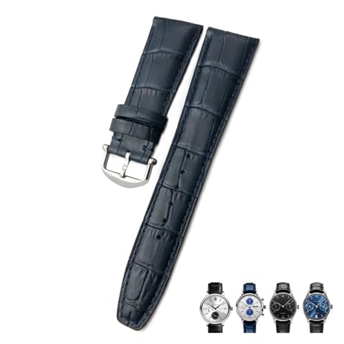 GMJGCIRVC 20mm 21 mm 22 mm Kalbskinne Echtes Leder -Uhrband für IWC Pilot portugiesisch schwarzbraunes blaues Alligator Getreide Uhrengurt geeignet von GMJGCIRVC