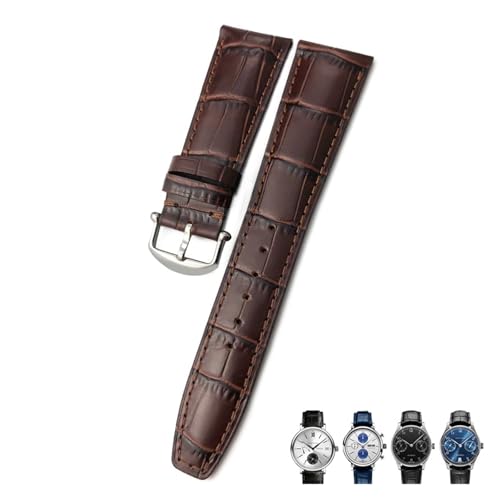 GMJGCIRVC 20mm 21 mm 22 mm Kalbskinne Echtes Leder -Uhrband für IWC Pilot portugiesisch schwarzbraunes blaues Alligator Getreide Uhrengurt geeignet von GMJGCIRVC