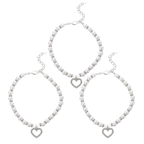 GMJGCIRVC 3pcs Imitation Perle Bling Dog Cat Catars Schmuck Halskette mit Herz Charme Strass Anhänger für kleine Hunde Katzen Kostüm Schmuckversorgungen Vorräte GMJGCIRVC 3pcs Imitation Perle Bling Dog Cat Catars Schmuck Halskette mit Herz Charme Strass Anhänger für kleine Hunde Katzen Kostüm Schmuckversorgungen Vorräte von GMJGCIRVC