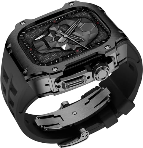 GMJGCIRVC 40 mm 41 mm Luxus Diamond Hülle Gummi -Uhrengurt ， für Serie 8 7 6 Se 5 4 Ersatzzubehör ， Metall Bezel Sport Fluor Gummi -Band Modifikation Kit von GMJGCIRVC