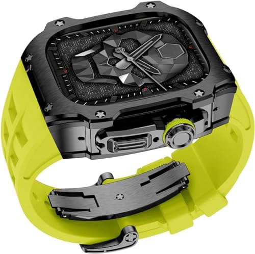 GMJGCIRVC 40 mm 41 mm Luxus Diamond Hülle Gummi -Uhrengurt ， für Serie 8 7 6 Se 5 4 Ersatzzubehör ， Metall Bezel Sport Fluor Gummi -Band Modifikation Kit von GMJGCIRVC