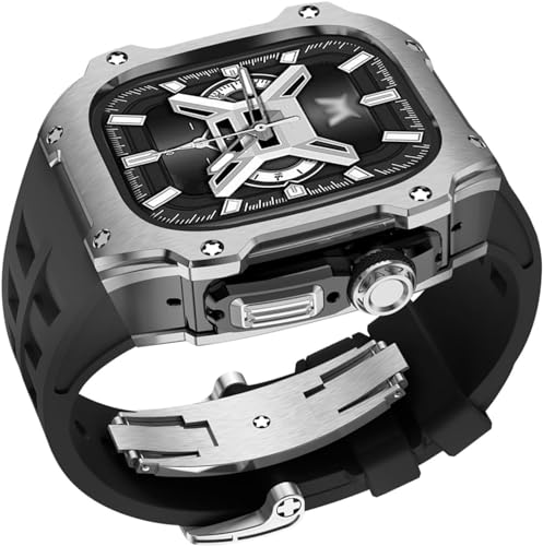 GMJGCIRVC 40 mm 41 mm Luxus Diamond Hülle Gummi -Uhrengurt ， für Serie 8 7 6 Se 5 4 Ersatzzubehör ， Metall Bezel Sport Fluor Gummi -Band Modifikation Kit von GMJGCIRVC