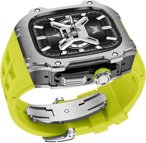 GMJGCIRVC 40 mm 41 mm Luxus Diamond Hülle Gummi -Uhrengurt ， für Serie 8 7 6 Se 5 4 Ersatzzubehör ， Metall Bezel Sport Fluor Gummi -Band Modifikation Kit von GMJGCIRVC
