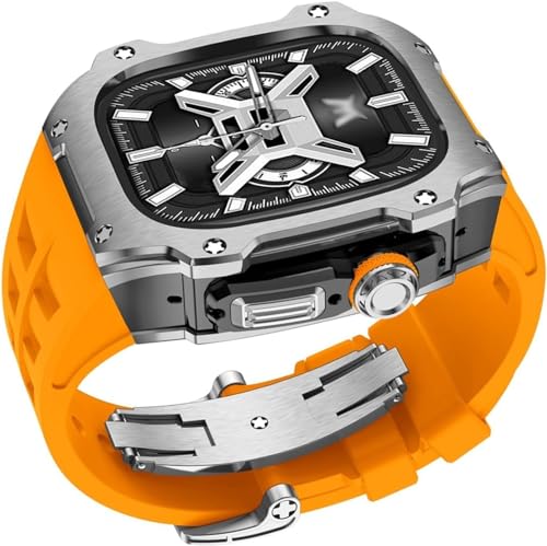 GMJGCIRVC 40 mm 41 mm Luxus Diamond Hülle Gummi -Uhrengurt ， für Serie 8 7 6 Se 5 4 Ersatzzubehör ， Metall Bezel Sport Fluor Gummi -Band Modifikation Kit von GMJGCIRVC